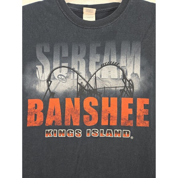 Kings Island BANSHEE Scream Roller Coaster Black T-Shirt Adult XL Goth Grunge - Picture 3 of 7